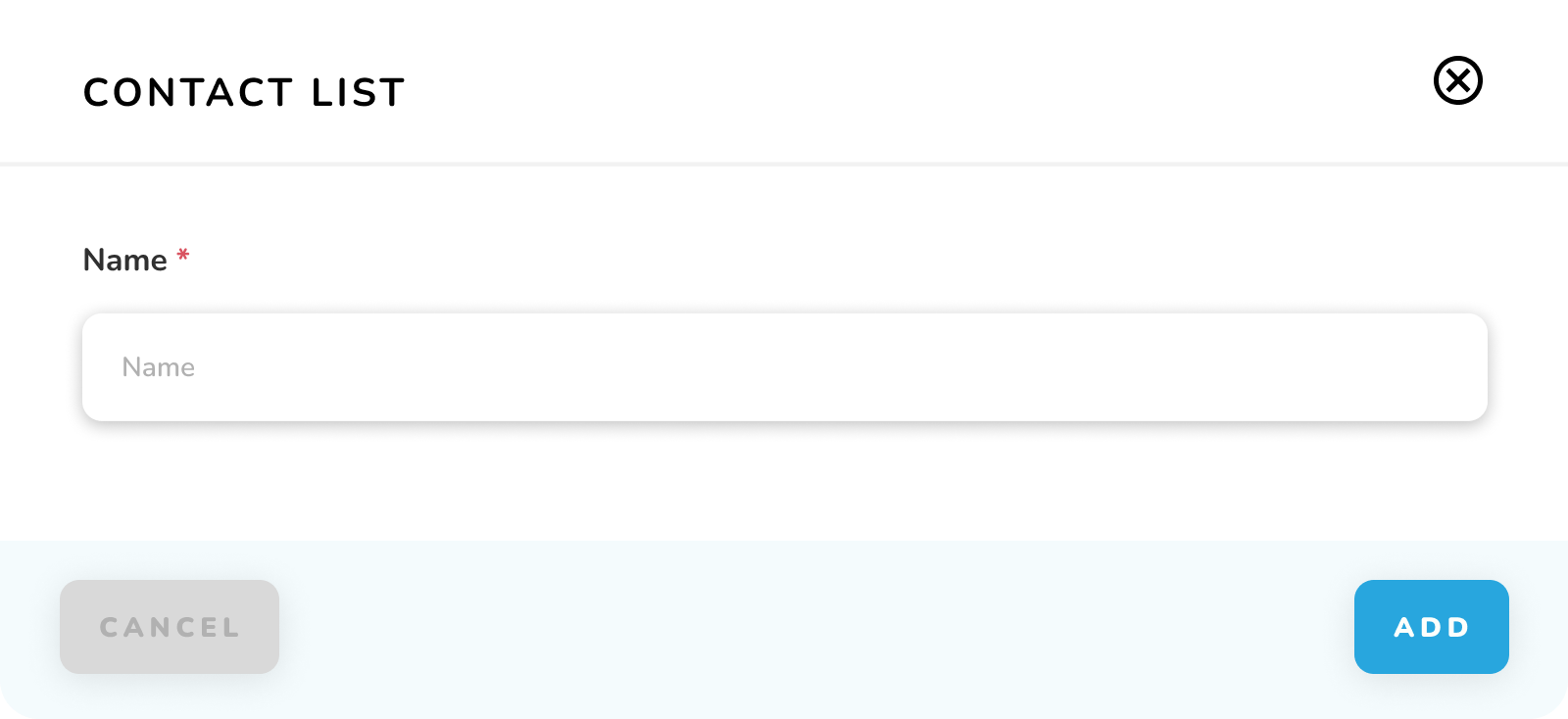 Contact List - Add Contact List Popup